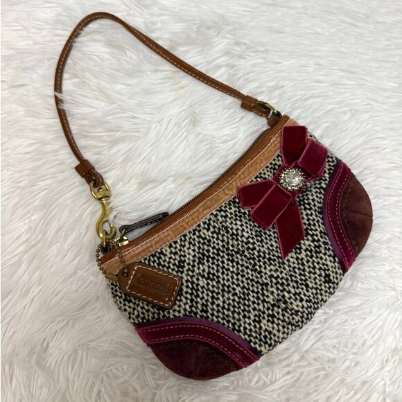 COACH y2k Limited Edition Soho Tweed Ribbon Bow Mini Purse Bag Charm - Picture 11 of 11
